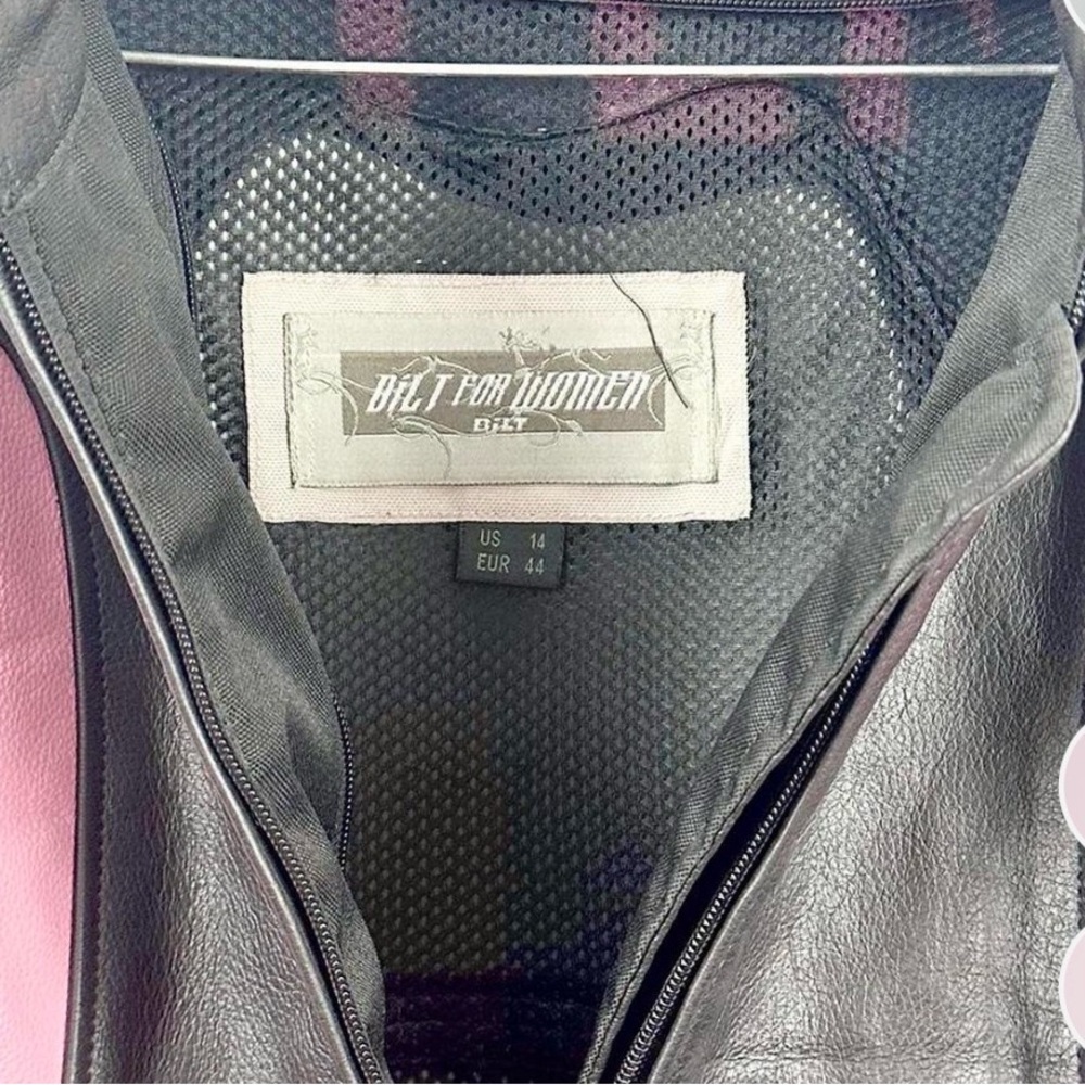 BILT Black+Pink Genuine Leather Heavy Jacket Size L Like New - Picture 7 of 7